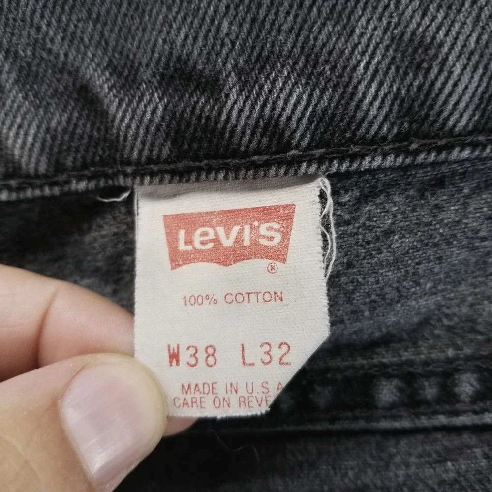 VTG Levis 550 Jeans Mens 38x32 Gray Straight Orange Tab‎ 90s Made in USA Denim
